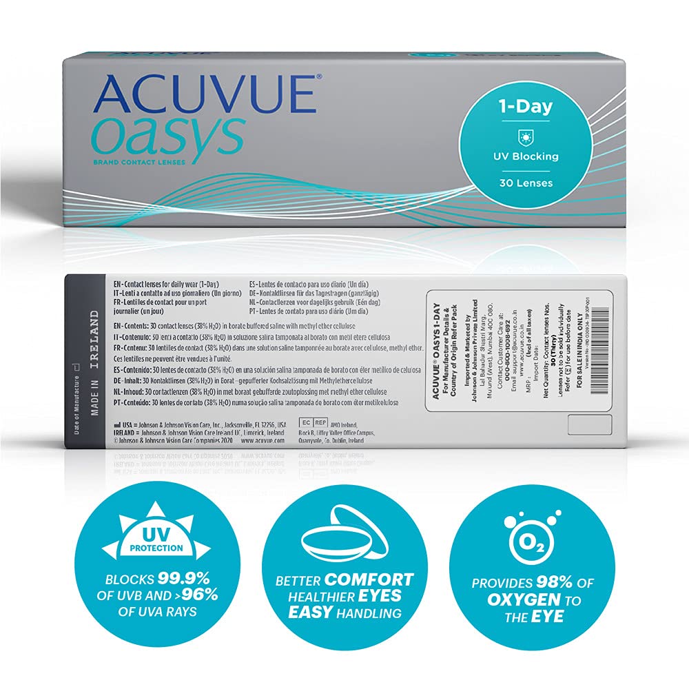 ACUVUE - Oasys 1-Day Daily Disposable Contact Lenses ( Pack of 30 lenses) | From Johnson&Johnson