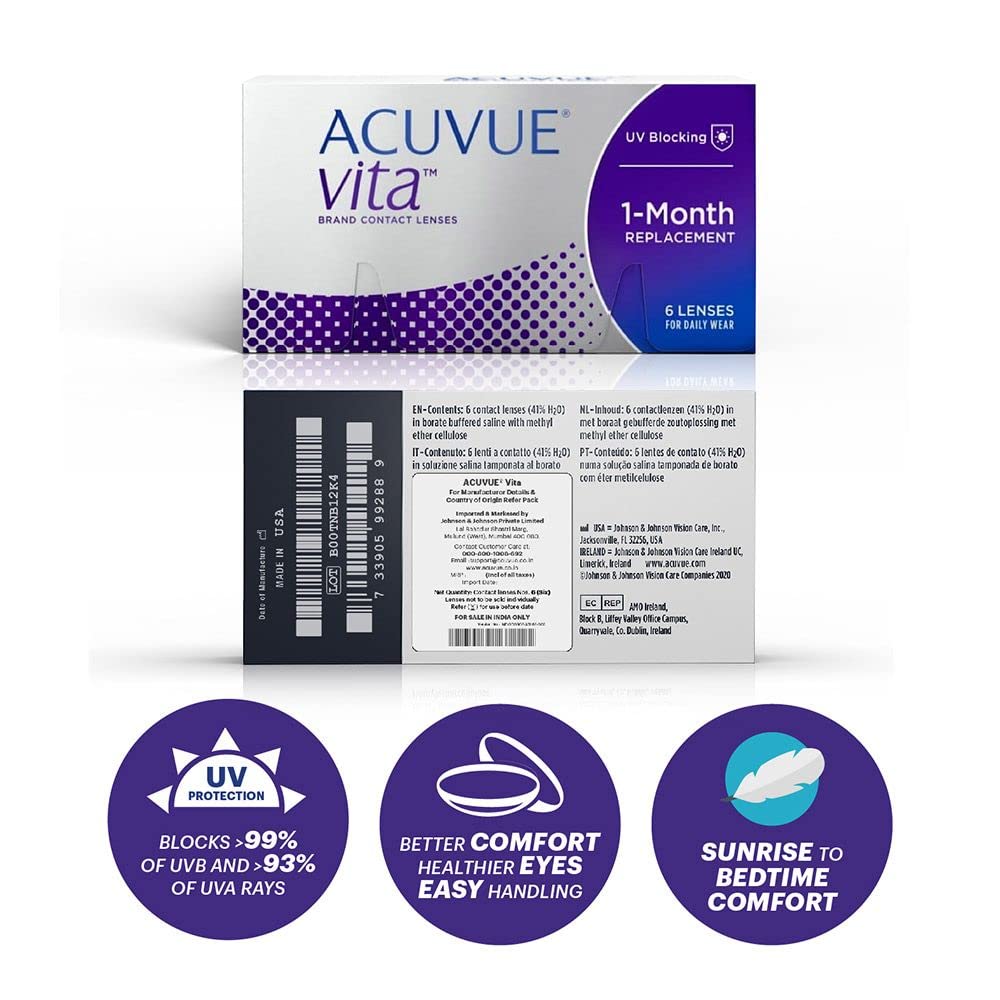 ACUVUE - Vita Monthly Disposable Contact Lenses ( Pack of 6 lenses)| From Johnson&Johnson