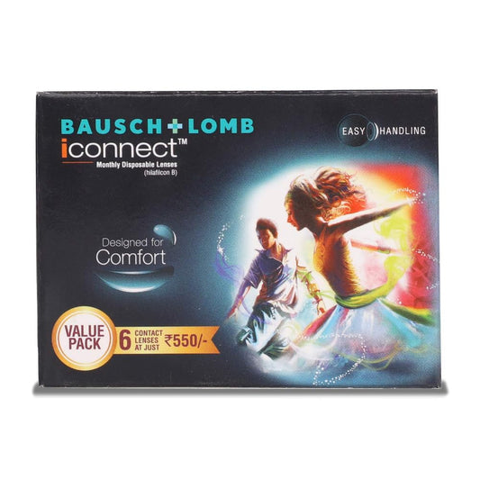 Bausch & Lomb iConnect Value Pack Monthly Disposable Contact Lens (Clear, 6 Lenses)